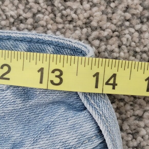 Abercrombie & Fitch Women's Size 24 Blue Zip Fly Mid Rise Distressed Shorts - Picture 5 of 7